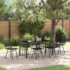 vidaXL Set de masă pentru grădină 7 pcs Negru Rattan poli 3379202