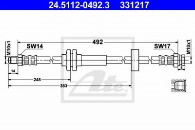 Conducta / cablu frana FIAT DUCATO bus (250, 290) (2006 - 2016) ATE 24.5112-0492.3 foto