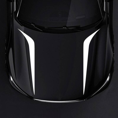 Set 2 stickere autoadezive Tuning, model &amp;quot;Hood Stripes V2&amp;quot;, dimensiune 100 x 26 cm, culoare Alba foto