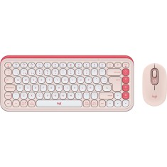 Kit tastatura + mouse Logitech Pop Icon Combo, Wireless, Rose/Off White