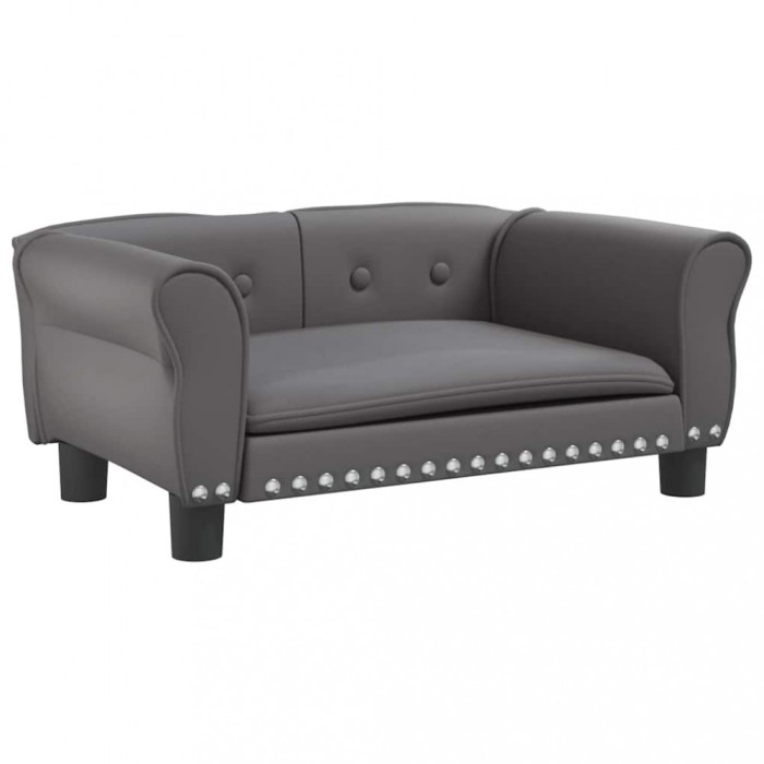 Pat de caini, gri, 70x45x30 cm, piele ecologica