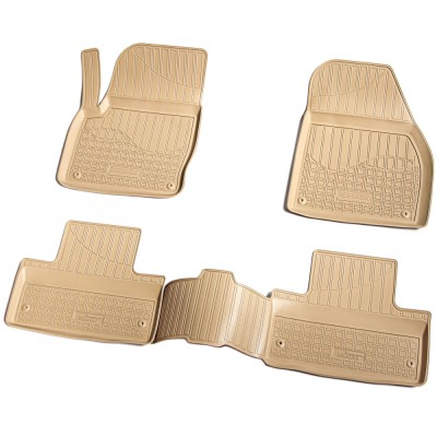 Set de 4 covorase bej cauciuc 3D stil tavita premium pentru Land Rover Range Rover Evoque L538 2011-2018 foto