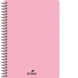 Caiet A4 80 file matematica, spira, coperta plastic, ECADA, culoare roz
