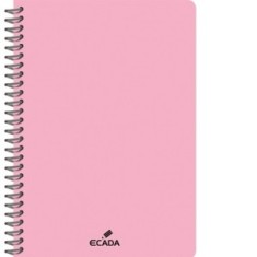 Caiet A4 80 file matematica, spira, coperta plastic, ECADA, culoare roz