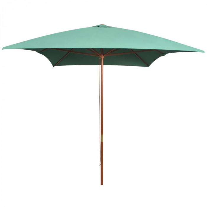vidaXL Umbrelă de soare cu st&acirc;lp de lemn 200x300 cm, verde