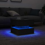 VidaXL Masuta de cafea cu lumini LED Stejar negru 50x50x40 cm