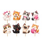 Set 8 Toppere Model Pisică pentru Tort, Carton Foliat