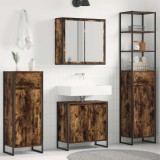 vidaXL Set de mobilier pentru baie cu ușă Stejar fumuriu Lemn compozit 3403054