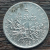 (A827) MONEDA DIN ARGINT FRANTA - 5 FRANCS 1962, SEMANATOAREA, 12 GRAME, AG 835, Europa