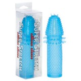 Super Stretch - Extensie penis albastru transparent cu protuberanțe, Orion