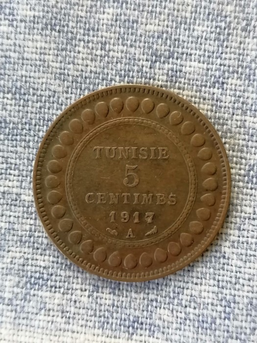 MONEDA - 5 CENTIMES 1917-A-Tunisia-aunc.