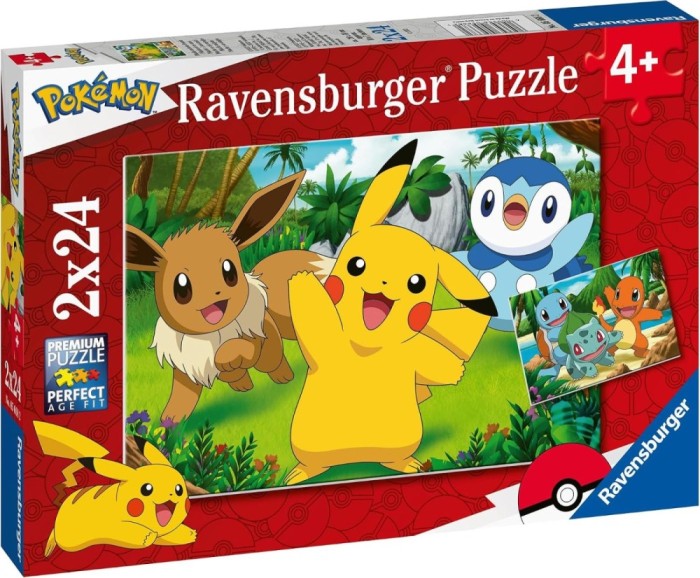 Puzzle Pokemon 2x24 piese Ravensburger pentru copii 4+ ani