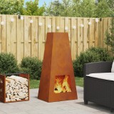 VidaXL Vatră de foc, 50x35x100 cm, oțel corten