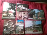 5 Ilustrate Reclame Turistice - Hanuri si Campinguri : Casa Arcasului , Hanul Agapia ,Bradul-Toplita , Horezu , Motel Balota ,anii '80