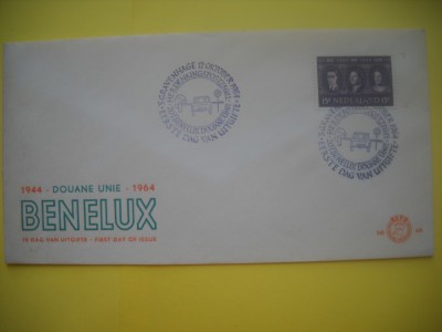 HOPCT PLIC S FDC NR 858 VAMA UNICA BENELUX 1944-1964 OLANDA -NECIRCULAT foto