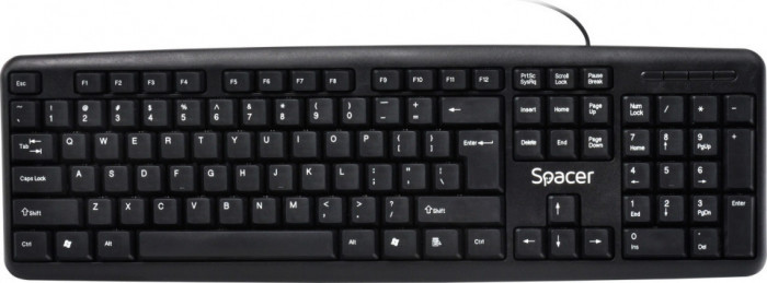 TASTATURA SPACER USB, 104 taste, anti-spill, black, &quot;SPKB-520&quot;