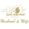 Sticker autocolant, flippy, tematica nunta, model indragostiti, cu scris just married husband&amp;wife, 21x29 cm, auriu
