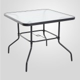Masa gradina Mirpol Jupiter K90, otel, blat sticla securizata 90x90 cm, patrata, 72 cm inaltime, antracit/negru