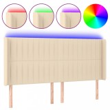 Cumpara ieftin Tablie de pat cu LED, crem, 203x16x118/128 cm, textil