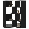 Biblioteca Gossi 4 Niveluri, Lemn Prelucrat, Neagra, 85x85x140cm, Colt/Dreapta, Rafturi Carti, Living Modern