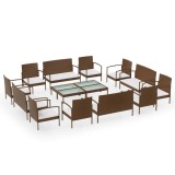 Cumpara ieftin Set mobilier de gradina cu perne, 16 piese, maro, poliratan