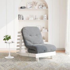 vidaXL Canapea futon cu saltea, alb, 70x206x11 cm, lemn masiv de pin 846752