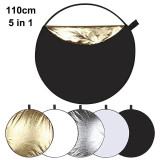 Reflector ptografic 110cm auriu / argintiu / alb / negru / moale, 5 pe 1 ori, Oem