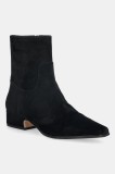 Nokwol cizme din piele &icirc;ntoarsă Dusty Black Suede culoarea negru, cu toc drept, Dusty Black Suede