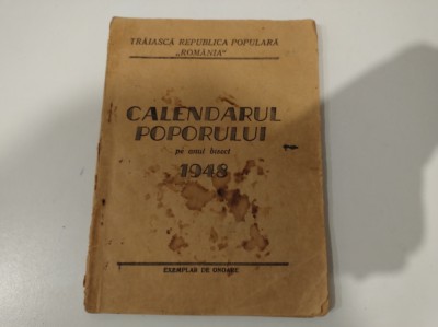 Calendarul poporului pe anul bisect 1948. Mugurel Jula și G. Ciripan + autograf foto