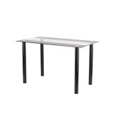 Masă Dining Pătrată Riona 120x70 cm Sticlă Neagră, Cadru Oțel, 75 cm &Icirc;nălțime. Masă Bucătărie/Living Modernă