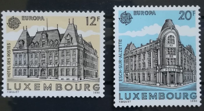 BC247, Luxemburg 1990, 2 serii arhitectura, orase (2 poze)