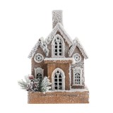 Decoratiune casuta de Craciun cu zapada 30 cm