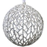 Ornament Brad Crăciun Glob Alb Iriizat de Plastic, CMCLASS