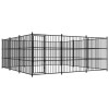 Padoc caini exterior vidaXL 450x450x185cm otel negru tarc curte, cusca protectie animale companie
