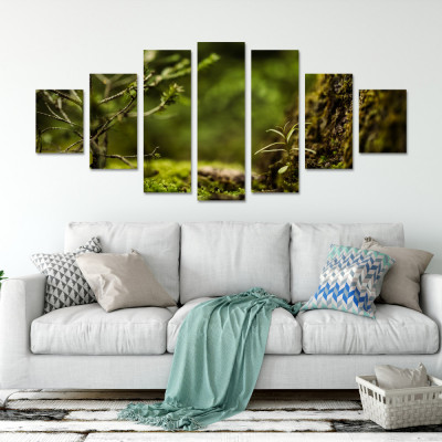 Tablou canvas 7 piese - Padure verde foto