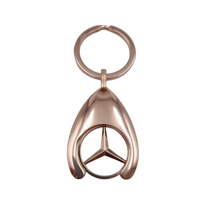 Breloc de chei IdeallStore, Gold Mercedes, 7.5 cm, metal, auriu