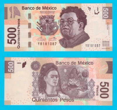 Mexic (p#126) 500 Pesos 2017 UNC &amp;#039;Rivera/Kahlo&amp;#039; serie: Y8181087 foto