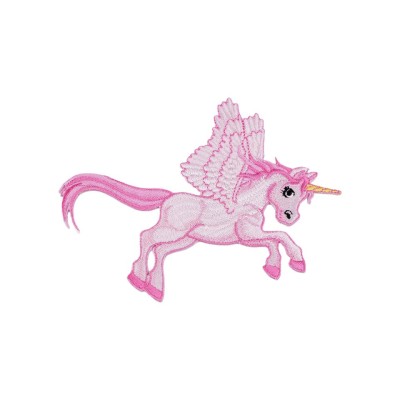 Aplicatie termoadeziva brodata Crisalida, 13 x 10 cm, Unicorn roz foto