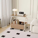 Cumpara ieftin Masuta portabila cu compartiment pentru depozitare, cu blat din sticla, cadru metalic, dimensiuni 56 x 55 x 36 cm, alb