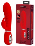 Vibrator Iepuras Prescott, 7 Moduri Vibratii, Silicon, USB, Rosu, 20 cm