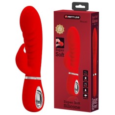 Vibrator Iepuras Prescott, 7 Moduri Vibratii, Silicon, USB, Rosu, 20 cm