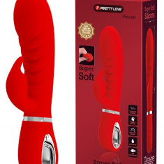 Vibrator Iepuras Prescott, 7 Moduri Vibratii, Silicon, USB, Rosu, 20 cm