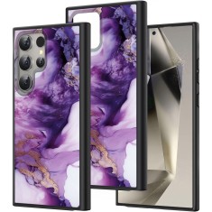 Hus&Auml; pentru samsung galaxy s25 ultra, marble lc, protec&Egrave;ie camer&Auml;, anti&Egrave;oc, design slim, alb - mov