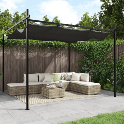 vidaXL Pergola cu acoperiș retractabil, antracit, 295x292x230 cm foto