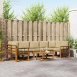vidaXL Set de canapele de exterior cu pernă 8 pcs Natural și Bej 3366161