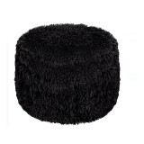 Puf gonflabil decorativ de blana, 38 x 20 cm, maxim 100 kg, Negru