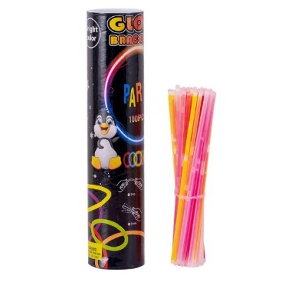 Set 100 Bratari Luminoase, Flippy, pentru Petreceri, Fosforescente, Glow Sticks, 20 cm, Multicolor foto