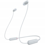 Cumpara ieftin Casti In-Ear Sony WI-C100W, Wireless, Bluetooth, IPX4, Microfon, Fast pair, Autonomie 25 ore, Alb