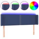 Cumpara ieftin Tablie de pat cu LED, albastru, 147x16x78/88 cm, textil