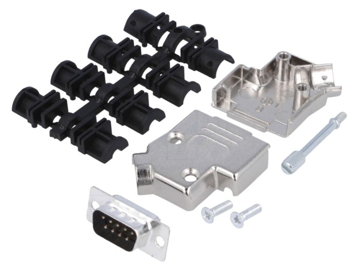 Conector D-Sub 9 pini tată 45&deg;